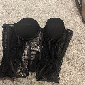 Charlotte Russe Black Mesh Bustier Top